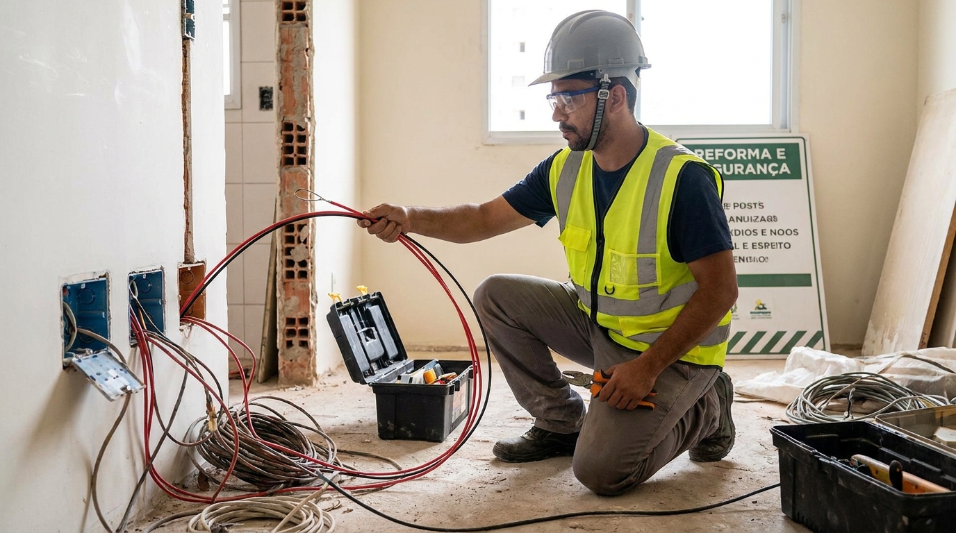 Substituição de fios antigos em Bragança Paulista‑SP